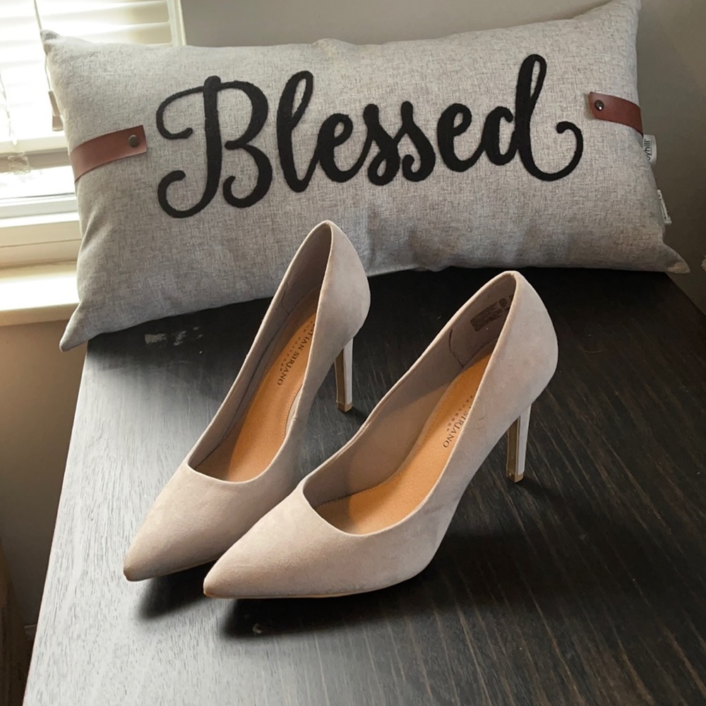 Christian Siriano Grey Suede Heels!